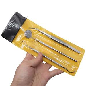 Ensemble d'instruments dentaires en acier inoxydable 3 pièces Miroir Outils d'hygiène buccale Étui en cuir Manuel Certifié MOL Direct usine - Product Image 4