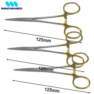 Pinzas Kelly con mango dorado, totalmente dentadas, de acero inoxidable, con bloqueo hemostático, certificadas CE, instrumento quirúrgico de clase I - Product Image 5