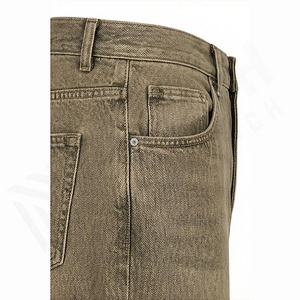 Jeans pour hommes personnalisés, hiver, uni, coupe droite, ample, jambe large, streetwear, denim vintage délavé, couleur personnalisée, qualité supérieure - Product Image 5