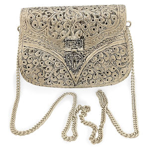 Bolso de mano de Metal y latón especial para mujer, diseño tradicional, hecho a mano, plateado - Product Image 1
