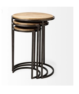 Mesa auxiliar de madera de metal única hecha a mano, mesa de centro de tamaño personalizado decorativa moderna para el hogar, muebles de sala de estar - Product Image 3