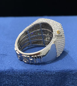 Hecho a mano 10K oro blanco personalizado Campeonato anillo estilo Hip Hop corte moissanita piedras rodio plateado diamante bodas fiestas - Product Image 3