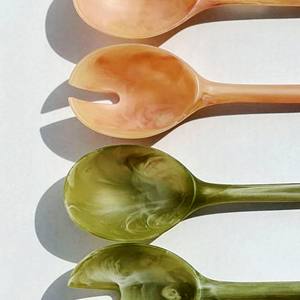 Ensemble de 9 ustensiles en bois de luxe, ensemble de serveurs à salade, bois naturel avec 2 spatules, ustensiles durables faits à la main - Product Image 5