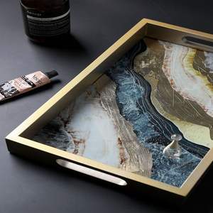 Bandeja epoxi de resina con posavasos para el hogar, restaurante, hotel, uso decorativo para regalos y eventos, bandejas de servicio y almacenamiento - Product Image 3