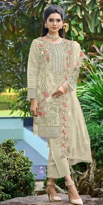 Orignal pakistani organza ชุดเย็บปักแบบไม่มีตะเข็บที่เย็บติดด้านในและ santoon pent และ NET embroidery dupatta - Product Image 4