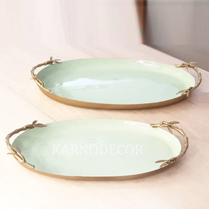 Plateau de service alimentaire en bois avec poignée en forme de feuille, artisanal, taille et forme personnalisées, plateau à thé et à café, décoration de cuisine d'hôtel - Product Image 4