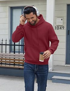 Sweat à capuche décontracté à manches longues en coton pour hommes Pull à capuche à cordon de serrage avec poche Kanga - Product Image 2
