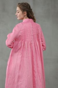 Fashion Oem Custom <b>Loose</b> Long Sleeve Modest Vintage Cotton Maxi <b>Dress</b> Shirt Women Linen <b>Dress</b> For Casual - Product Image 4