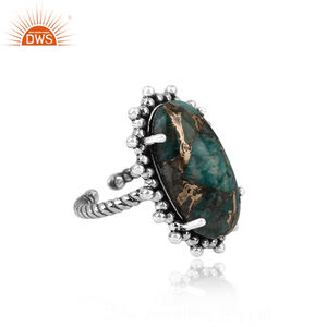 Latest 925 Sterling Silver Natural Mojave <b>Copper</b> Amazonite Gemstone Antique Design Ring Custom Jewelry Manufacturer - Product Image 2