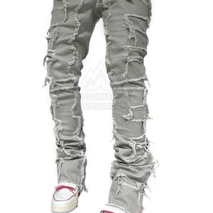 กางเกงยีนส์แบบซ้อนสำหรับผู้ชายสีทึบสไตล์ใหม่สำหรับกลางแจ้ง - Product Image 3