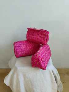 Set Of 3 Cotton Quilted Makeup <b>Bag</b> & Organizer Cotton <b>Toiletry</b> Case <b>Travel</b> <b>Bag</b> floral Print Makeup <b>Bag</b> <b>Toiletries</b> Organizer <b>Bag</b> - Product Image 4