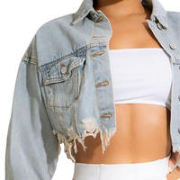 Kivotech – Nouveauté : Blousons en jean délavé et vieilli pour femme, style streetwear, coupe courte, haute qualité – Collection été, automne, hiver