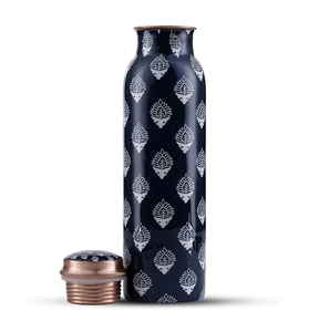 Artisanat de bouteille d'eau en cuivre avec verres imprimés en émail pour adultes pour le camping et le yoga les plus exigeants - Product Image 3