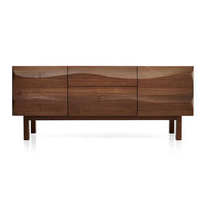 Aparador Moderno Jessica con 3 Puertas Hecho de Madera de Teca Sólida de Alta Calidad con Acabado en Nogal para Uso en Interiores de Sala de Estar. - Product Image 2