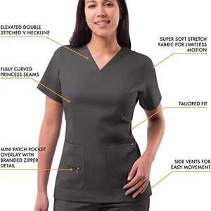 Tenues médicales classiques de qualité supérieure en tissu doux, personnalisables, avec ensembles de blouses et de pantalons, uniformes pour infirmières, femmes et hommes, vente en gros - Product Image 3
