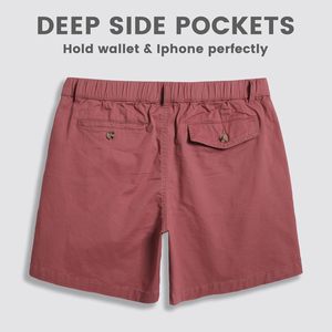 Pantalones cortos informales de algodón de corte clásico para hombre, cintura elástica con múltiples bolsillos, uso diario, traje de verano para caminar - Product Image 2