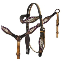 Western Headstalls Tack Sets avec raccord personnalisé avec nom de marque personnalisé Western Saddle Headstall Horse Tack Antique Engraver