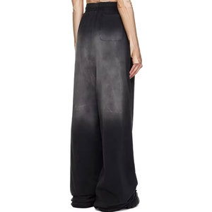 Pantalones de chándal de algodón apilado de rizo francés para hombre, ropa de calle lavada con ácido, puños informales personalizados con borde crudo - Product Image 4