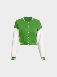 Ropa de calle para mujer, chaqueta universitaria de lana a prueba de viento de béisbol lisa en blanco, chaqueta personalizada para mujer para su marca - Product Image 6