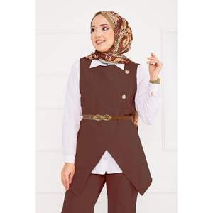 Gilet ceinturé Hijab pour femme 2 pièces élégant et élégant - Product Image 2