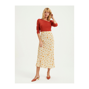 Falda de Viscosa con Estampado Floral para Mujer, Sin Bolsillos, Sin Forro, Sin Cinturón, Origen TR, Muy Colorida - Product Image 1