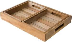 Plateau de service durable en bois de pin avec poignées en métal Plateaux en bois pour la maison et les restaurants Plateaux de présentation décoratifs pour le dîner et les fruits - Product Image 2