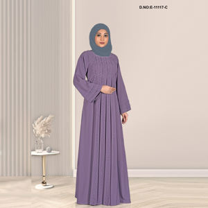 อาบายะผ้าไนลอนจีบแบบเรียบง่ายพร้อมตะเข็บลายซิกแซก สำหรับงานเลี้ยงตอนเย็น ทรงตรง ระบายอากาศได้ดี และเป็นมิตรกับสิ่งแวดล้อม - Product Image 3