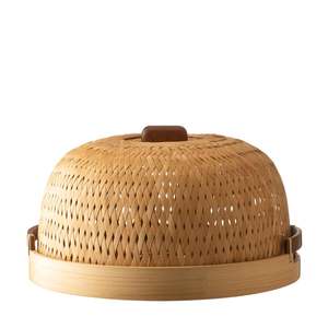 Plateau de nourriture tissé en bambou durable avec couvercle meilleur choix plateau de service en bambou tissé à la main pour le dîner - Product Image 1