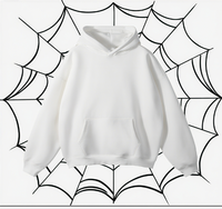 Sweat à capuche d'hiver 100 % coton imprimé numériquement sur mesure avec fermeture éclair, style vintage, coupe oversize, motif toile d'araignée unie