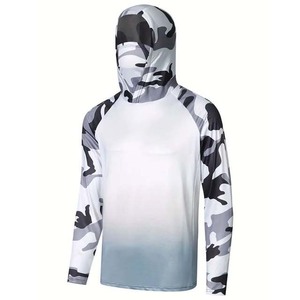 Sublimación ropa de pesca Sudadera con capucha de manga larga para pesca Protección de caza secado rápido pesca con capucha diseño de camuflaje personalizado - Product Image 1