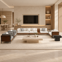 Canapé modulaire en forme de U de luxe moderne avec tables d'appoint, meubles sur mesure pour salon de villa