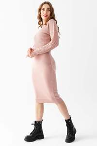 ชุดเสื้อถักสองชิ้นสำหรับผู้หญิง สไตล์เสื้อแขนยาวพร้อมเดรสสายเดี่ยว ใส่สบาย เหมาะสำหรับใส่ทำงานหรือใส่ในชีวิตประจำวัน - Product Image 2