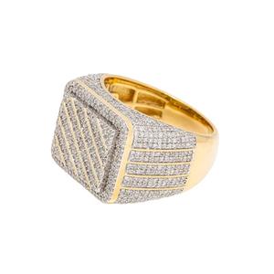 Anillo de aniversario de lujo para hombre estilo Hip Hop VVS Moissanite diamante redondo en plata de ley chapado en oro totalmente helado - Product Image 2