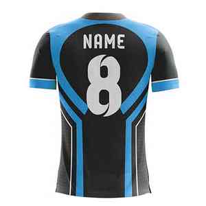 Última Llegada Camiseta de Fútbol Uniforme de Fútbol Color Azul y Negro Nombre del Equipo Cuello Redondo Mangas Cortas Uniforme de Fútbol - Product Image 4