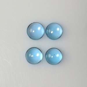 Cabujón de Topacio azul cielo Natural, piedra preciosa suelta de corte liso redondo de 10mm para la fabricación de joyas - Product Image 1