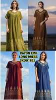 Nuevo Vestido Largo Bohemio Vintage de Rayón Bordado para Mujer, Elegante, de Satén, con Bordado Floral Intrincado y Cuello en V
