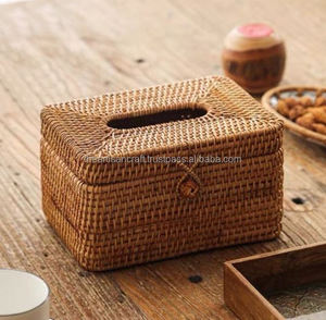 Couvercle de boîte à mouchoirs en rotin tissé à la main pour salle de bain salon et bureau porte-mouchoir en osier naturel décor à la maison par ARTISAN CRAFT - Product Image 5