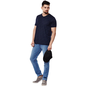 Slim Fit grande taille vêtements couleur noire hommes imprimé T-Shirt Premium élégant décontracté col en v conception respirant t-shirts pour hommes - Product Image 5