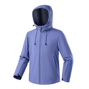 Veste en polaire à capuche noire pour homme, coupe-vent, col montant, fermeture éclair, vêtement décontracté d'automne, matière polyester - Product Image 4