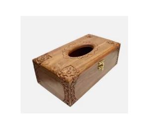 Soporte de papel tisú de madera pura de forma cuadrada Diseño de tendencia Caja de almacenamiento de pañuelos de madera de forma personalizada - Product Image 1