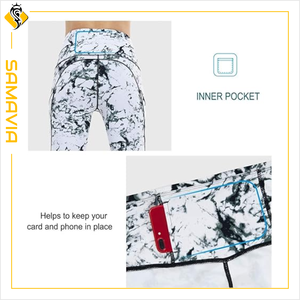 SAMAVIA Women's High Waist Seamless Yoga <b>Leggings</b> Flared Style Compression Workout Pants Logo Breathable Knitted Fabric for Gym - Product Image 6