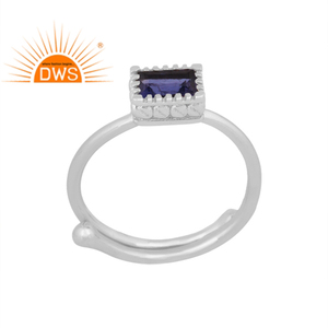 Dernière conception Bague empilable en argent sterling fin avec pierres précieuses en iolite naturelle Fabricant de bijoux personnalisé - Product Image 1