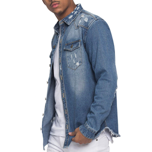 <b>Men's</b> Vintage Washed <b>Denim</b> <b>Shirts</b> High Street Style Classic Button up Cotton Coat Jumper Jackets <b>for</b> Outdoor and Streetwear - Product Image 6