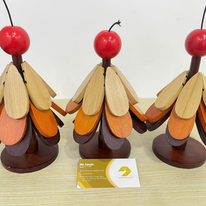 Vintage Wooden Christmas Tree Trivet Set Handmade Eco-Friendly <b>Coasters</b> Heat Resistant & Thick - CARYLN - Product Image 4