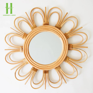 New Design Rattan Wall <b>Hanging</b> Decor Natural Home Decor Scalloped Wall Home Decor Art Vintage Wall <b>Mirror</b> Made in Vietnam - Product Image 3