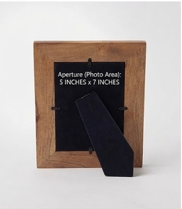 Cadre photo en bois fait main, rectangulaire, avec motif feuille orné en résine, pour affichage vertical sur table - Product Image 5