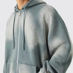 Conjunto de pantalones cortos con capucha lavados con ácido de algodón 100% para hombre 500Gsm Terry Fabric Custom Logo Zip Streetwear Short Set - Product Image 5