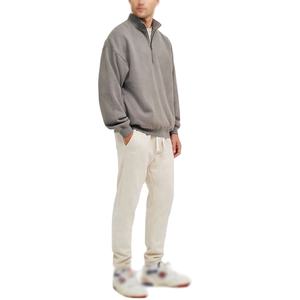 Sudadera personalizada con media cremallera para hombre, cómoda y relajada, con cuello levantado, manga caída esencial, sudaderas con capucha de algodón liso - Product Image 5