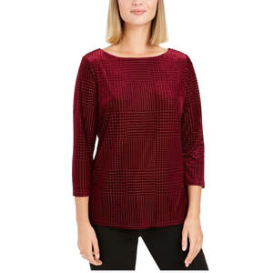 Top casual da donna Charter Club X-Large in velluto testurizzato viola - Product Image 1