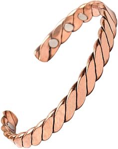 Brazalete de Cobre Trenzado Royal Artisans BG58, 99.9% Cobre Puro, Terapia Magnética, 6 Imanes Potentes, Diseño Clásico de Paz - Product Image 1